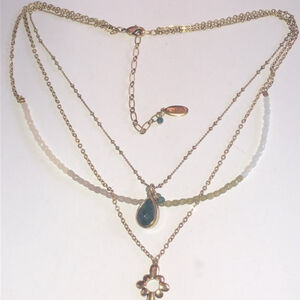 Pilgrim Vintage Gold Tone Dainty Beaded Multi Strand Boho Necklace